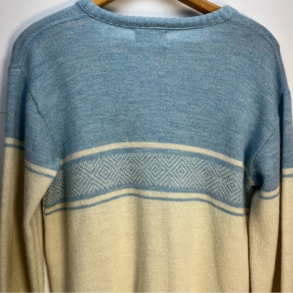 Vtg Puritan Lamb Blend Wool Blue Striped Pullover Sweater Sz Medium Winter Fuzzy - Picture 6 of 9